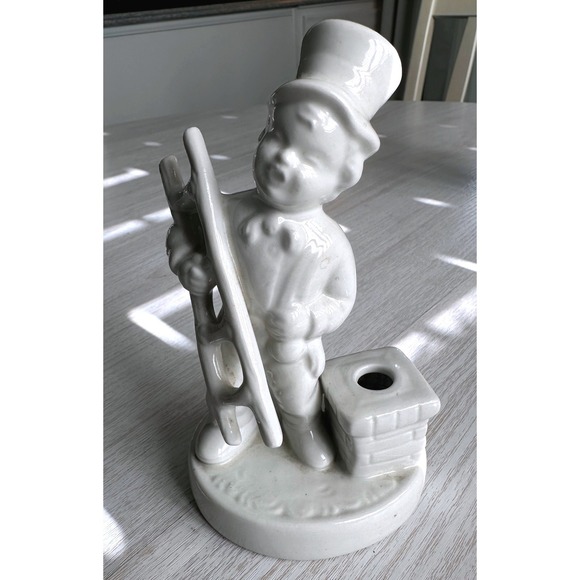 Dresden Porcelain Other - Vintage Dresden Meissen White Porcelain Chimney Sweeper with Ladder Figurine